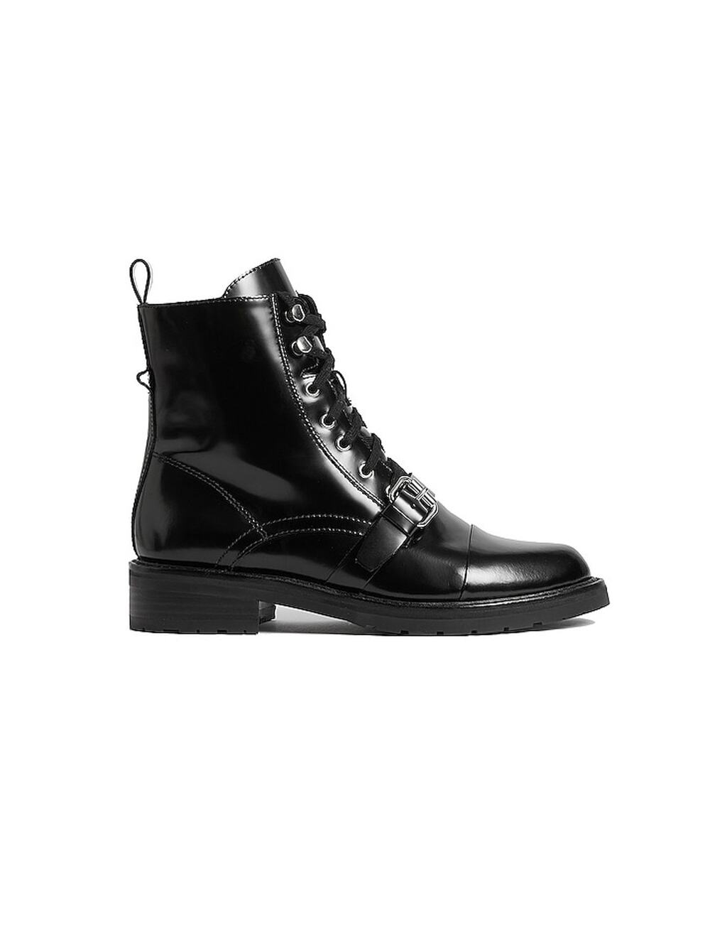 Allsaints Polished Black Donita Combat Boots Size 39 EU / 9 US